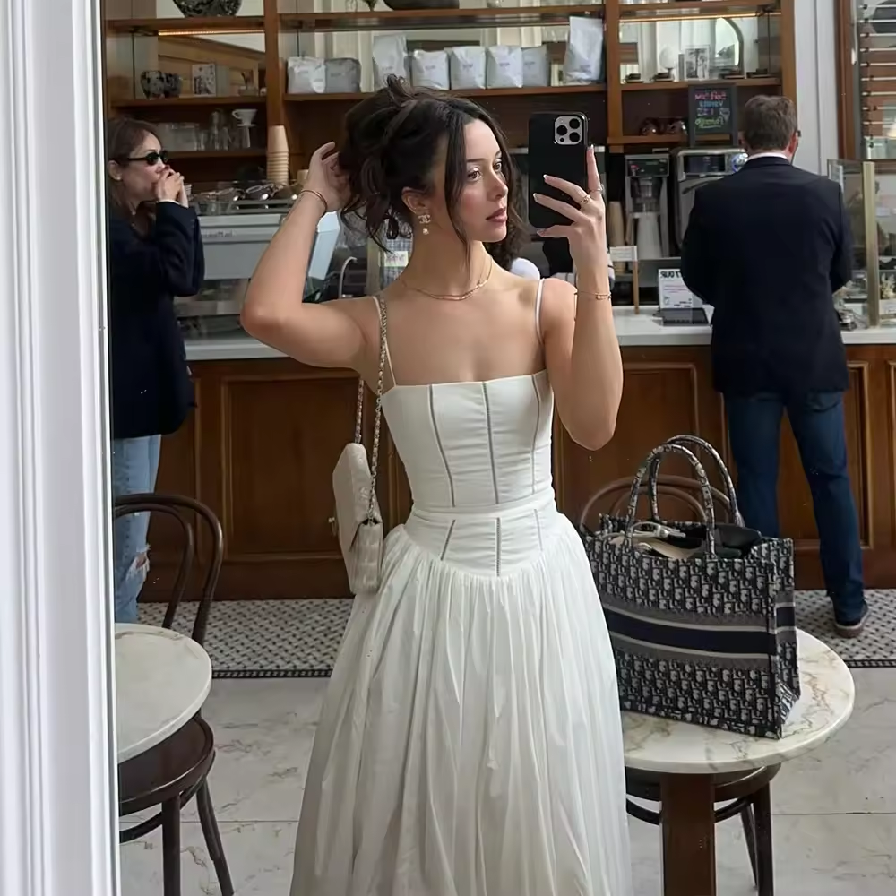 Summer Elegant Dresses for Women New Arrivals Hollow Out Flare Birthday Party Dresses Midi Print Female Clothing