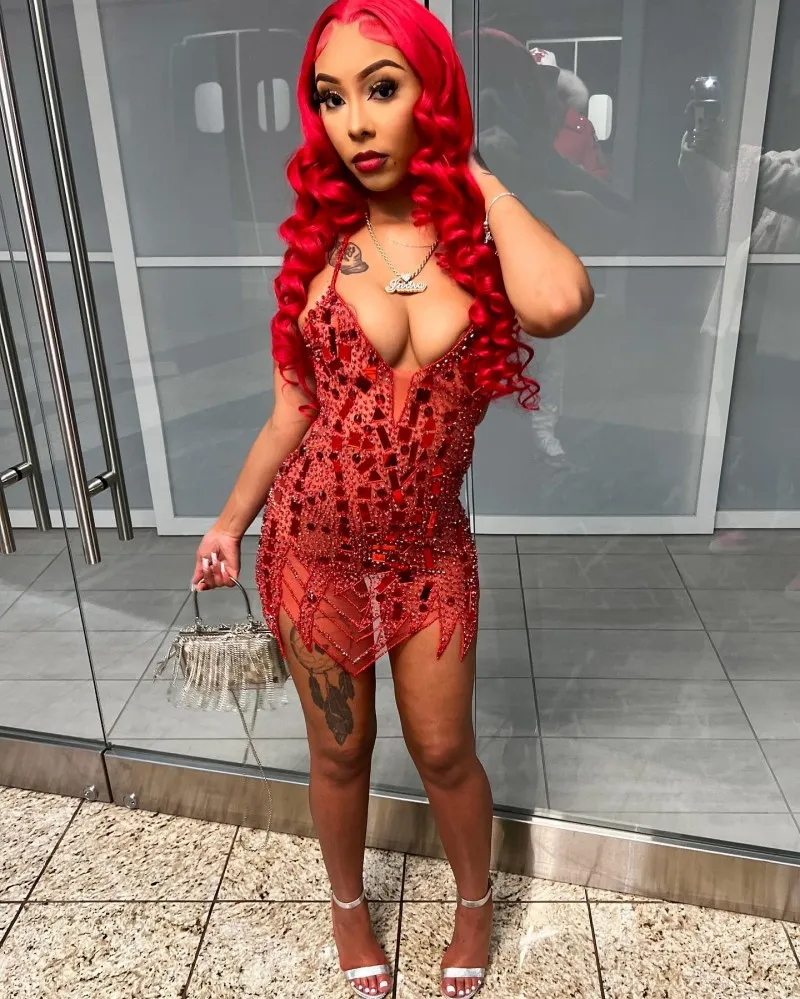 Robe de bal rouge en cristal, col licou, perles, robe de soirée ajustée, robe d'anniversaire pour femmes, robe noire pour filles, robes de remise de diplôme