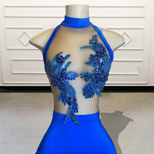 Vestidos longos de baile estilo sereia para meninas negras, para festa de aniversário, sensuais, transparentes, com renda e miçangas, personalizados para ocasiões formais e noturnas