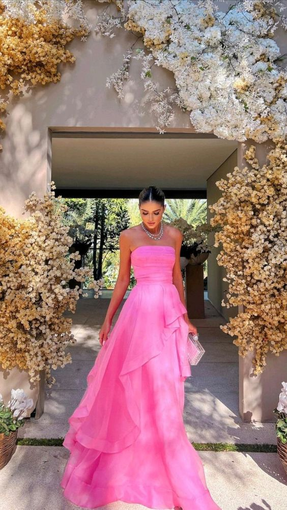 simple pink prom dress modest evening dresses