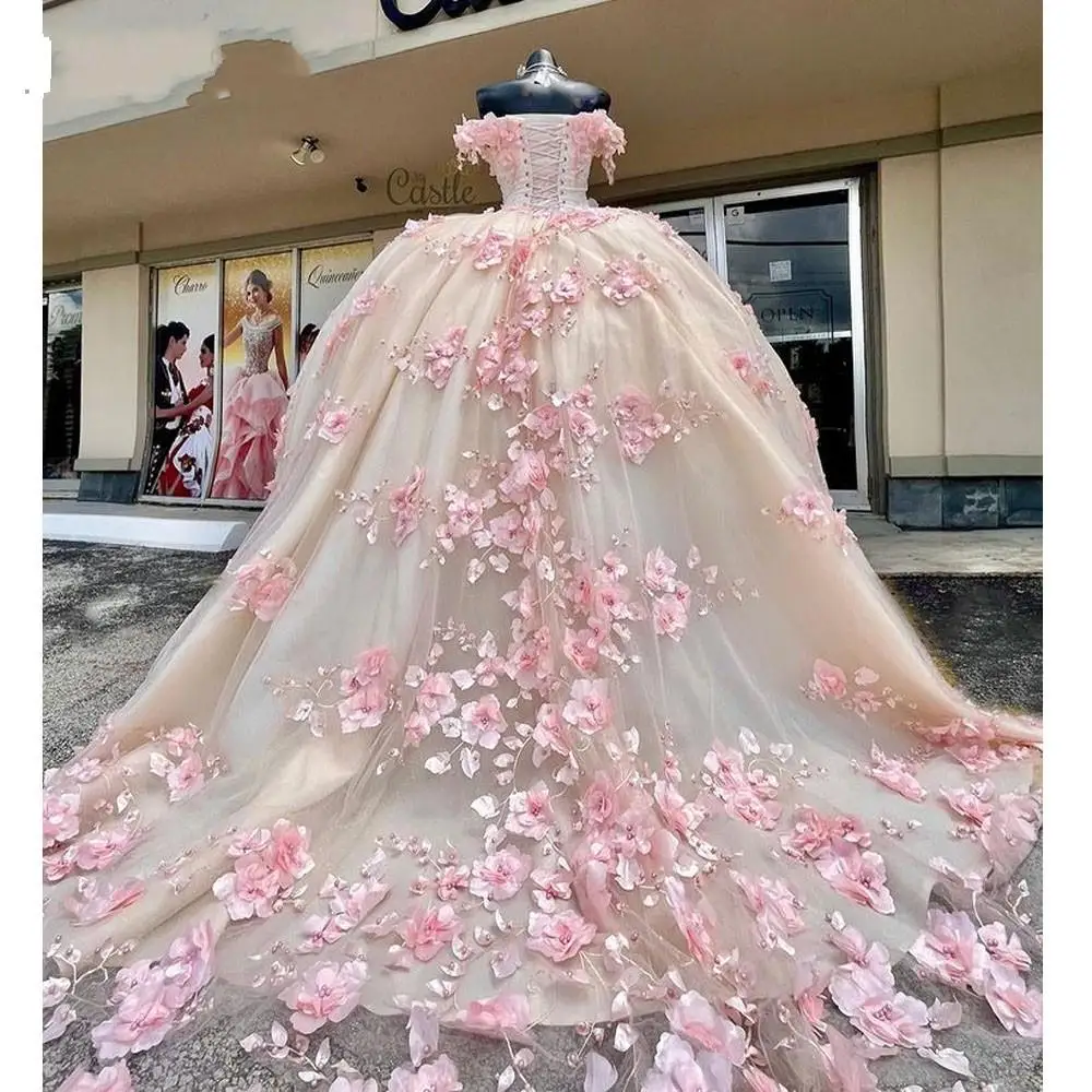 Lien spécial pour les élégantes robes de bal roses de Quinceanera, robe cape et robe courte, robes de 15 ans