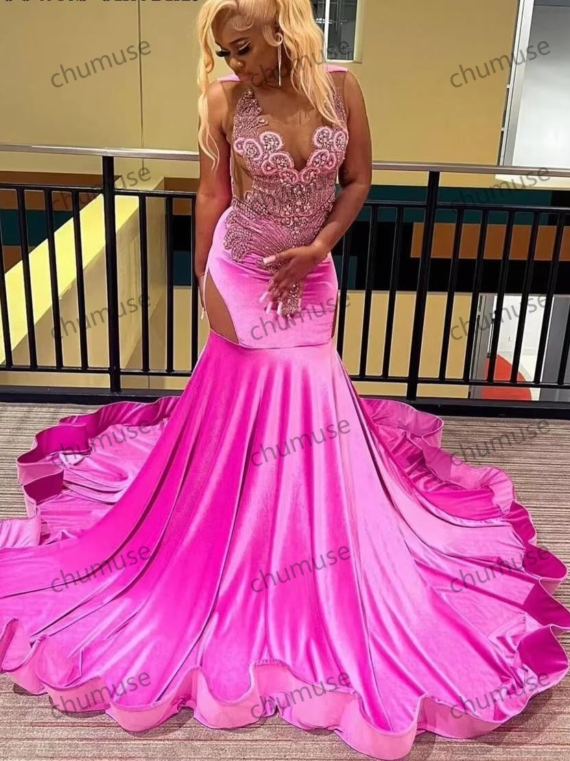 Pink Mermaid Sexy Unique Elegant Black Girls Slay Elegant Evening Modest Long Prom Dresses Y53 main image 1