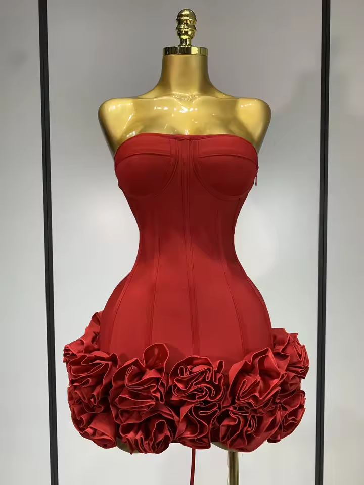 Robe de bal courte rouge sexy pour fille noire, mini robe de cocktail, robe de fête d'anniversaire de luxe