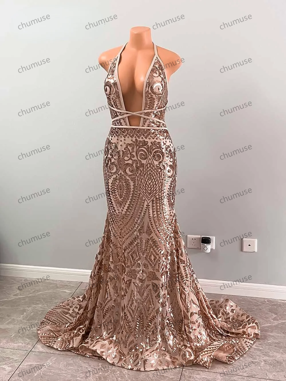 Vestidos de baile longos para festa, sereia sexy, com alças finas, lantejoulas douradas e rosas, para meninas negras africanas
