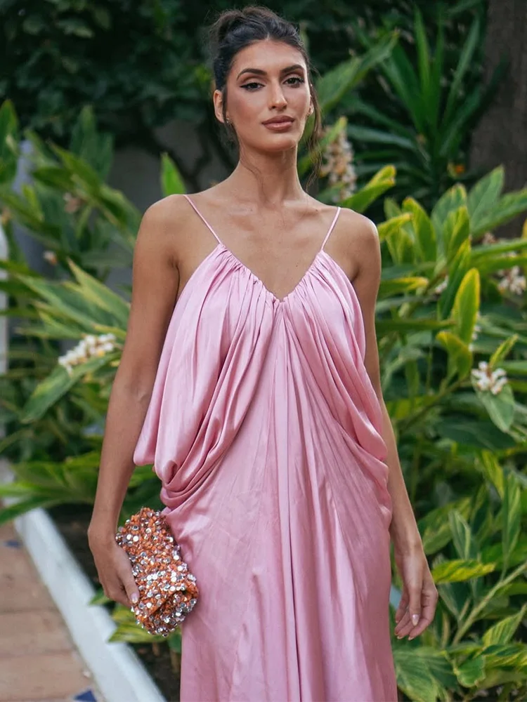 Minimalist Ruched Draped open back Prom Dresses