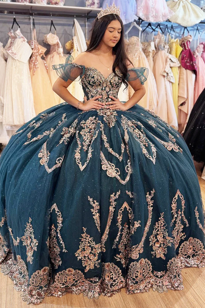 Off Shoulder Princess Tulle Appliqued Beaded Quinceanera Dresses for S CHUMUSE Off Shoulder Princess Tulle Appliqued Beaded Quinceanera Dresses for S CHUMUSE