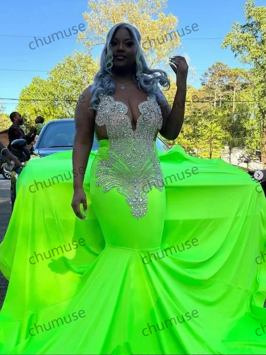 Green Sparkly Mermaid Prom Occasion Party Dresses