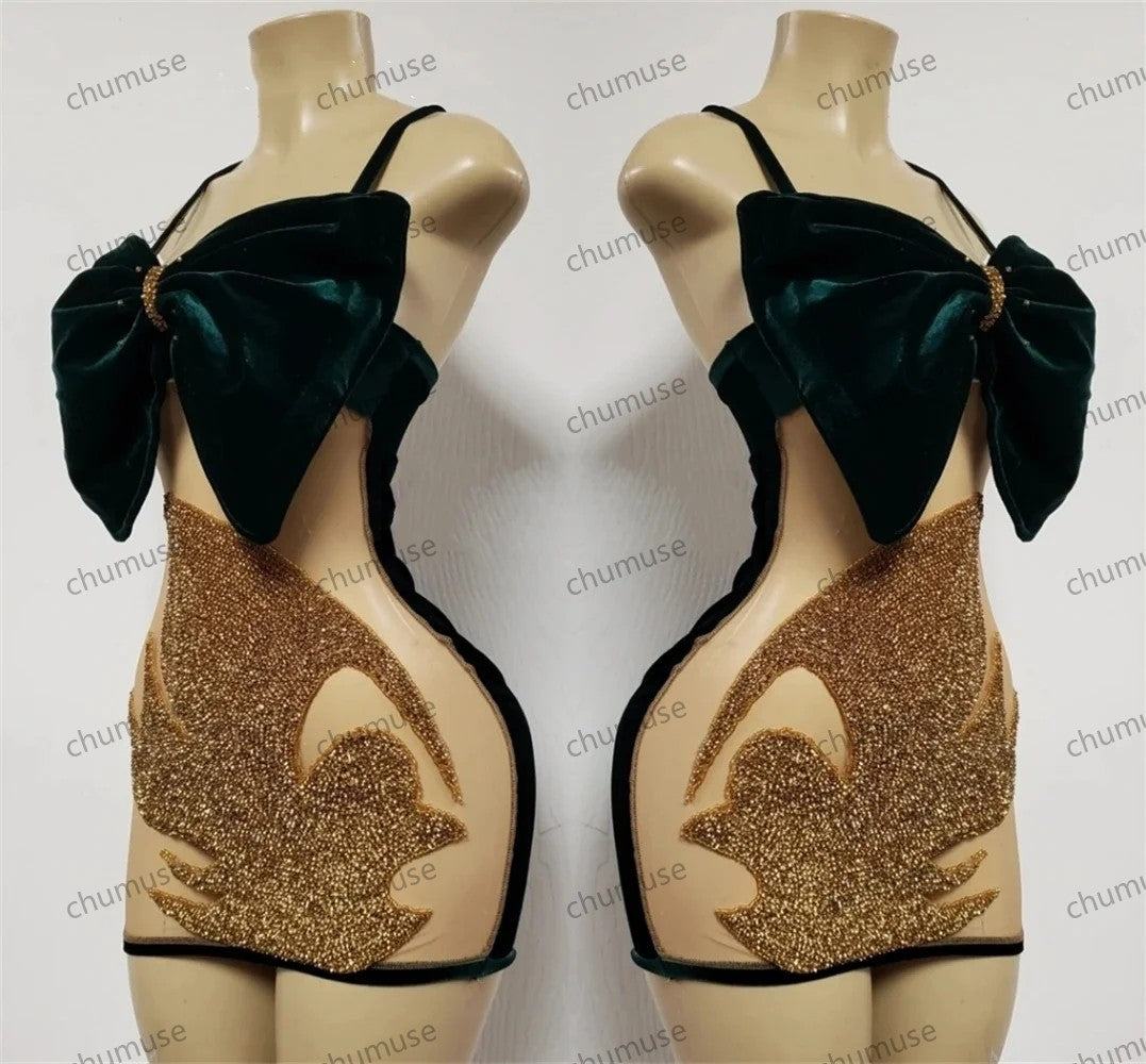 Robe de bal courte et sexy à col licou pour filles noires, robe de soirée d'anniversaire perlée, mini robe de cocktail avec nœud