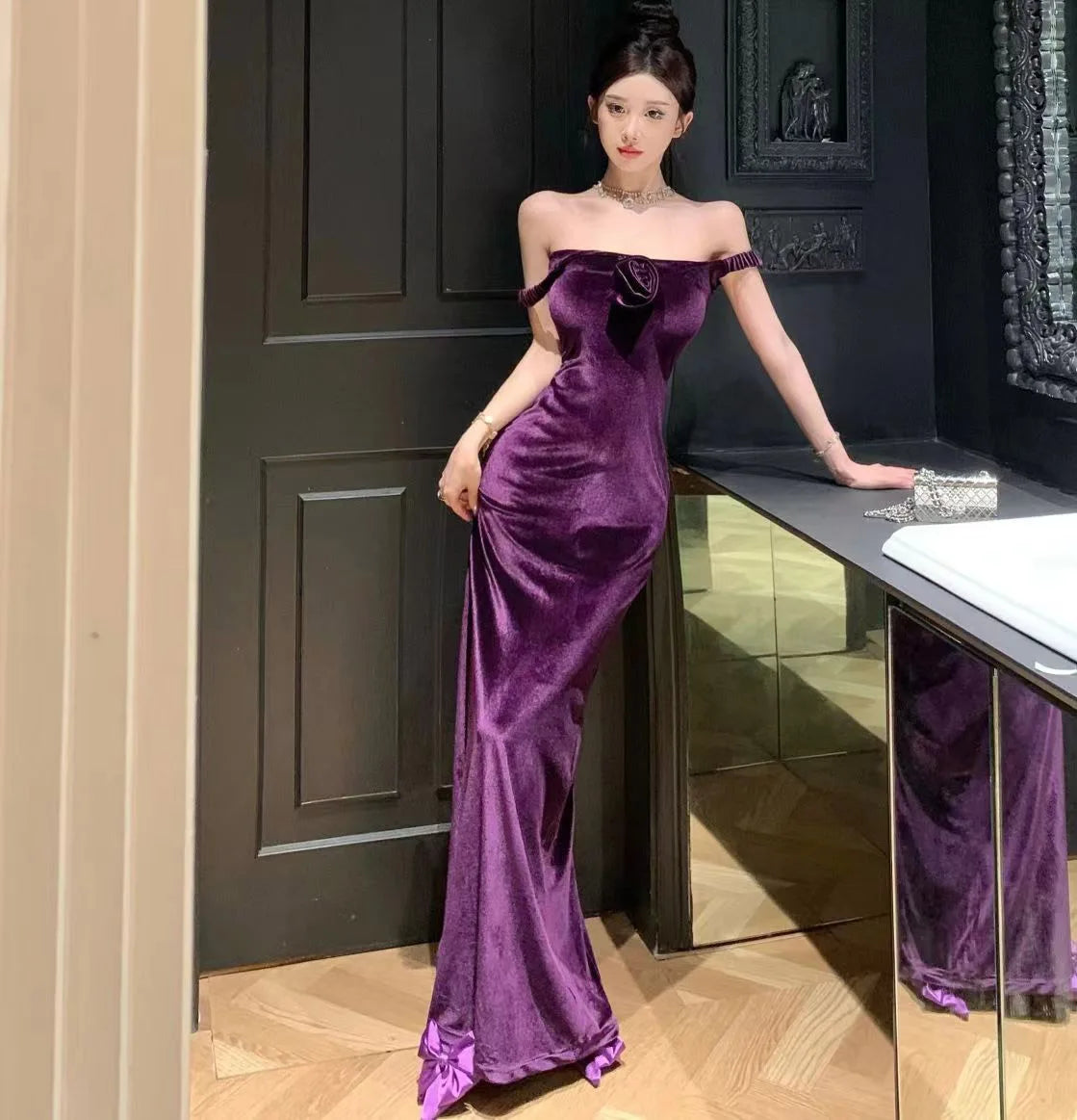 Purple One Long Sleeve Dhoti Dress