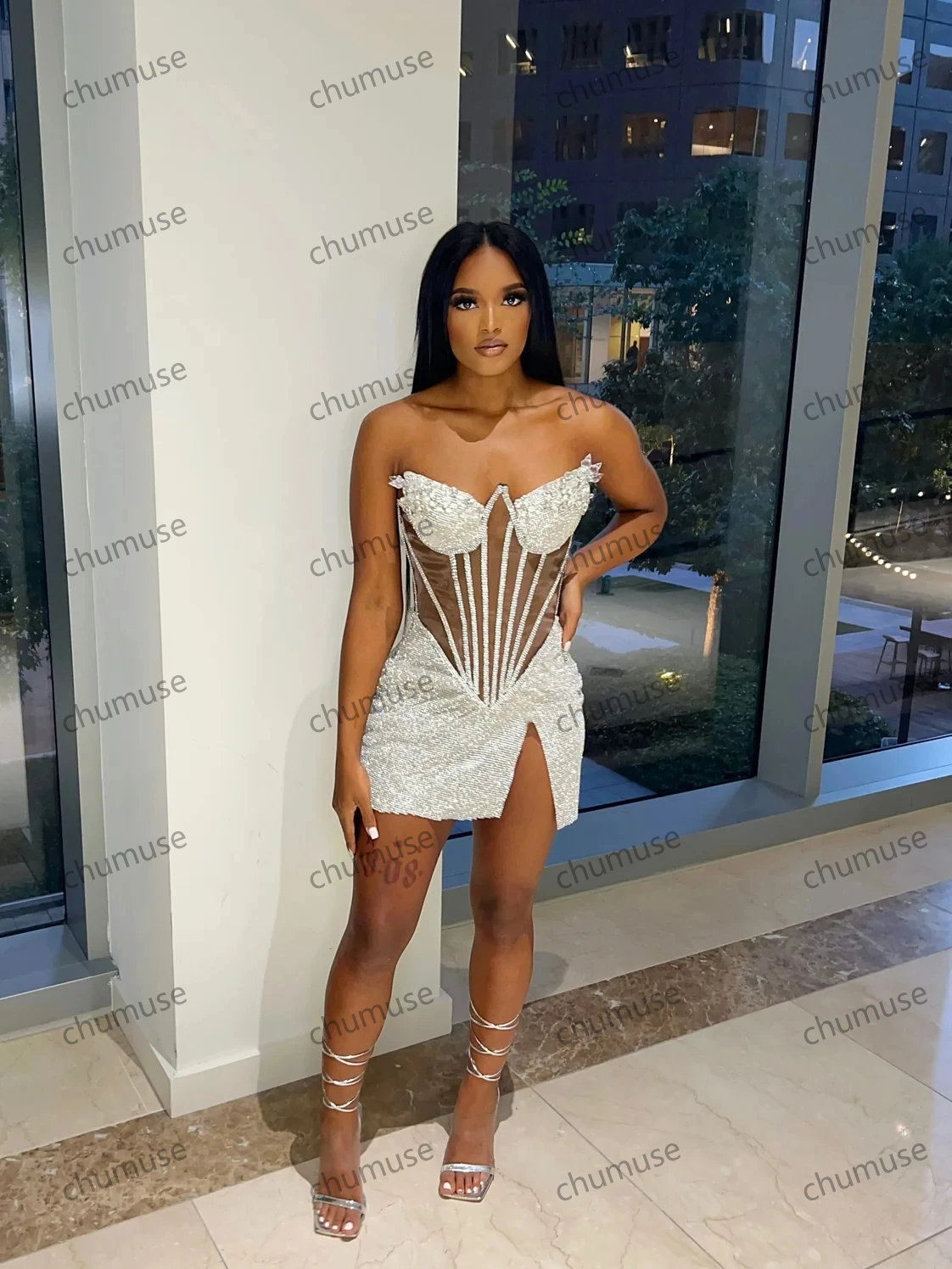 Robe de bal courte sexy et scintillante à paillettes pour filles noires, tenue de fête d'anniversaire
