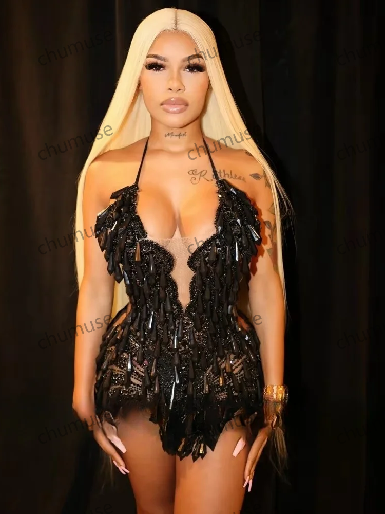 Black Crystals Short Prom Dresses For Black Girl