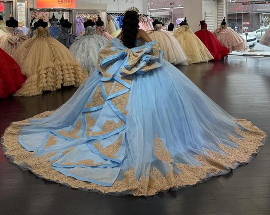 Sweetheart Tulle Lace Appliqued Princess Quinceanera Dresses with Detachable Sleeves