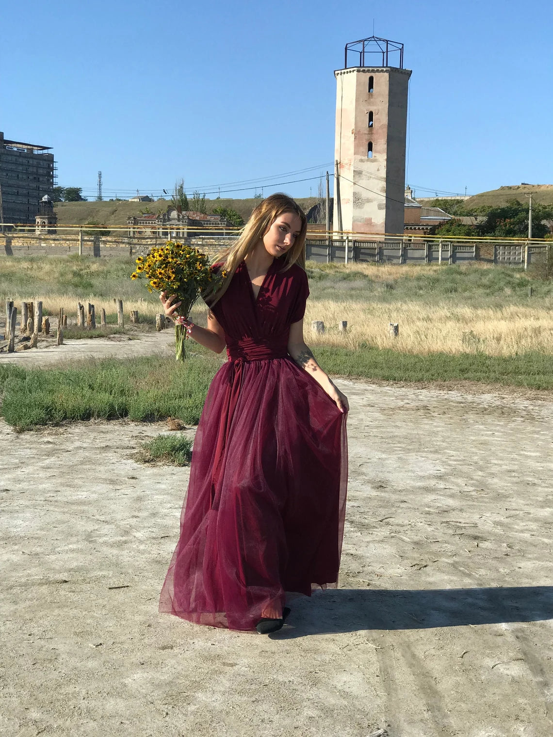 Prom dress long burgundy, Tulle wedding dress, Formal evening dress, Maxi infinity dress, Graduation party dress, Bridesmaid dress