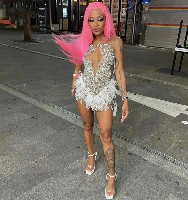 Nouvelle arrivée robes de bal diamant col transparent robe d'anniversaire courte pour filles noires gland robes de fête pour occasions spéciales