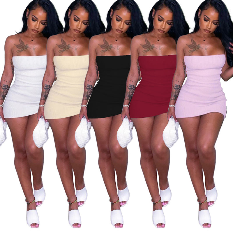 Elegant Strapless Backless Party Club Short Women Off Shoulder Bodycon Mini Dress