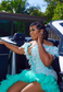 Customized Treasure Green Elegant Evening Gowns High Slit Diamonds Crystal Sequins Birthday Party Dresses Ruffled Mermaid Gowns
