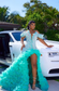 Customized Treasure Green Elegant Evening Gowns High Slit Diamonds Crystal Sequins Birthday Party Dresses Ruffled Mermaid Gowns