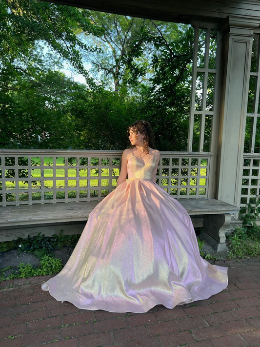Charming A-line V Neck Long Prom Dress,Graduation Dress