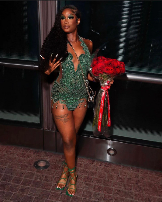 Vestido curto de baile sensual transparente verde esmeralda preto para meninas, com alças, luxuoso, brilhante, diamante, para festa de aniversário, vestidos formais