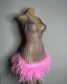 Vestidos de fiesta formales de cumpleaños para mujer, sexys, transparentes, con cuello halter, hechos a mano, con cuentas, plumas rosas y negras, vestidos de fiesta cortos para niñas. 