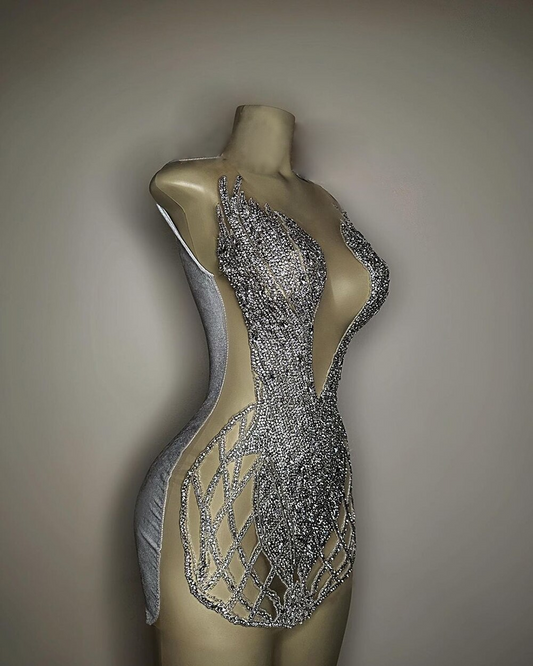 Vestidos de lujo con brillantes diamantes plateados para mujer, para ocasiones formales, fiestas de cumpleaños, sexys, transparentes, para chicas negras africanas, vestidos de graduación cortos 