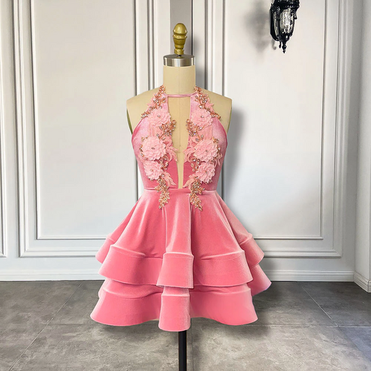 Lindos vestidos curtos de baile, sem mangas, bordados com miçangas, para ocasiões formais, vestidos de festa de aniversário para mulheres, de luxo