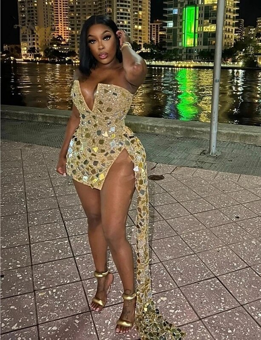 Vestidos de noche para fiesta con cuentas doradas brillantes, vestidos de gala cortos, vestidos de graduación negros, vestidos de cóctel para cumpleaños de niñas 