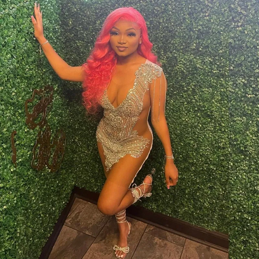 Vestidos de fiesta sexys transparentes con cuentas y ajustados para mujer, vestidos de cumpleaños, vestidos de gala para graduación, vestido de cóctel para fiesta 