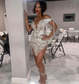 Giltter See Through Birthday Dress For Woman Rhinestone African Party Gowns Black Girls Porm Outfit