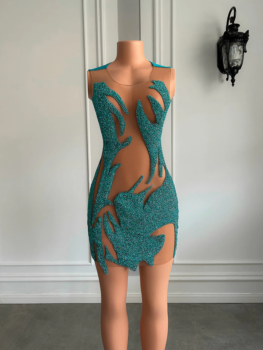 Vestidos de cóctel transparentes y sexys para mujer, para fiesta de cumpleaños, con cristales azules y negros, vestidos cortos de graduación para niña. 