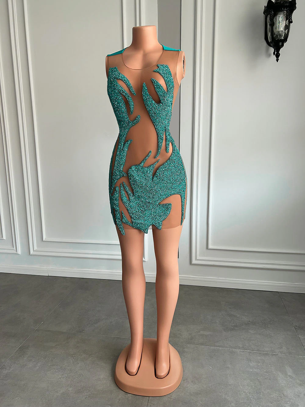 Vestidos de cóctel transparentes y sexys para mujer, para fiesta de cumpleaños, con cristales azules y negros, vestidos cortos de graduación para niña. 