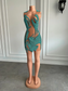 Vestidos de cóctel transparentes y sexys para mujer, para fiesta de cumpleaños, con cristales azules y negros, vestidos cortos de graduación para niña. 