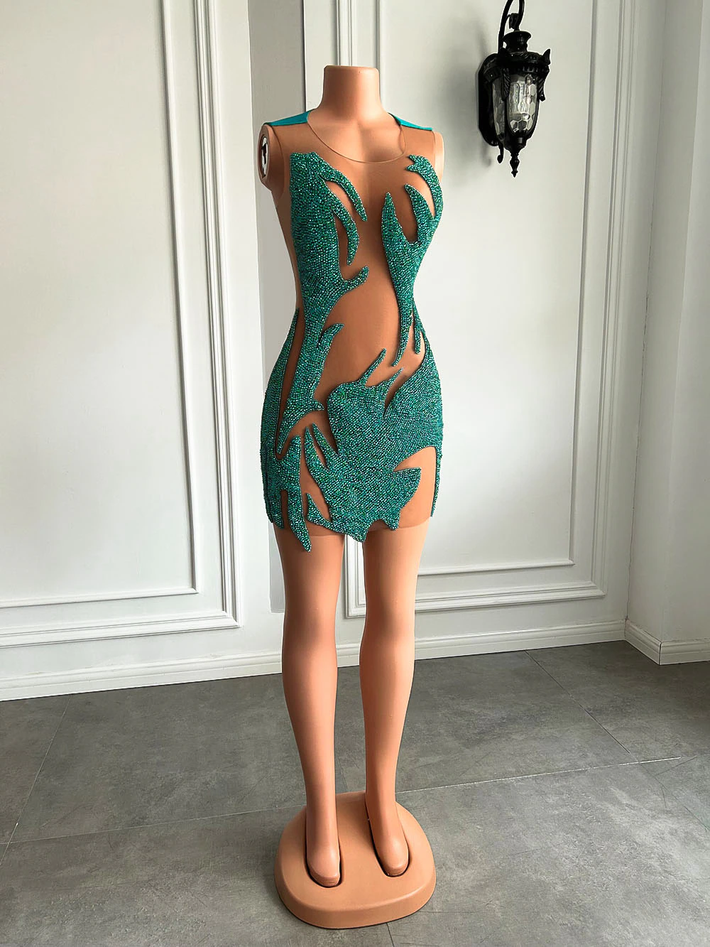 Vestidos de cóctel transparentes y sexys para mujer, para fiesta de cumpleaños, con cristales azules y negros, vestidos cortos de graduación para niña. 