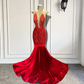 Vestidos de fiesta largos dorados con imagen real, parte superior transparente, de lujo, con brillantes diamantes de terciopelo negro, vestidos de fiesta de sirena para gala