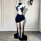 Vestidos de fiesta de cumpleaños para mujer, sexys, transparentes, con cuentas brillantes, cortos, delanteros y largos, de terciopelo negro, para niña, vestidos de graduación cortos. 