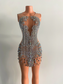 Vestidos de fiesta cortos de lujo con cuentas de cristal plateadas para mujer africana, vestidos de cóctel para fiesta 