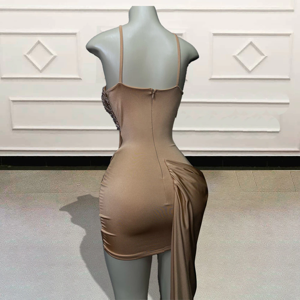 Vestidos de fiesta cortos transparentes y sexys para fiesta de cumpleaños, con cuentas brillantes y encaje de cristal, vestidos de cóctel mini para mujer, hechos a medida