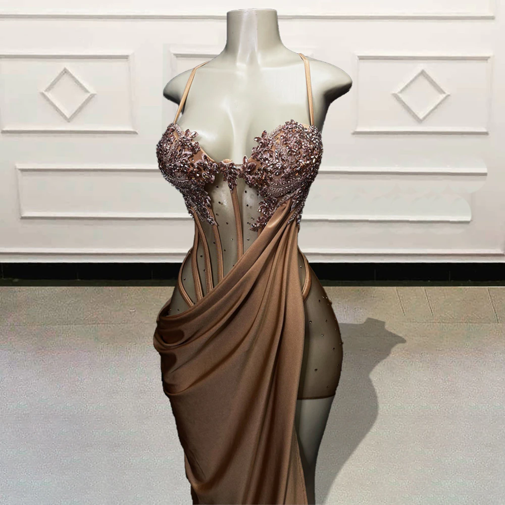 Vestidos de fiesta cortos transparentes y sexys para fiesta de cumpleaños, con cuentas brillantes y encaje de cristal, vestidos de cóctel mini para mujer, hechos a medida