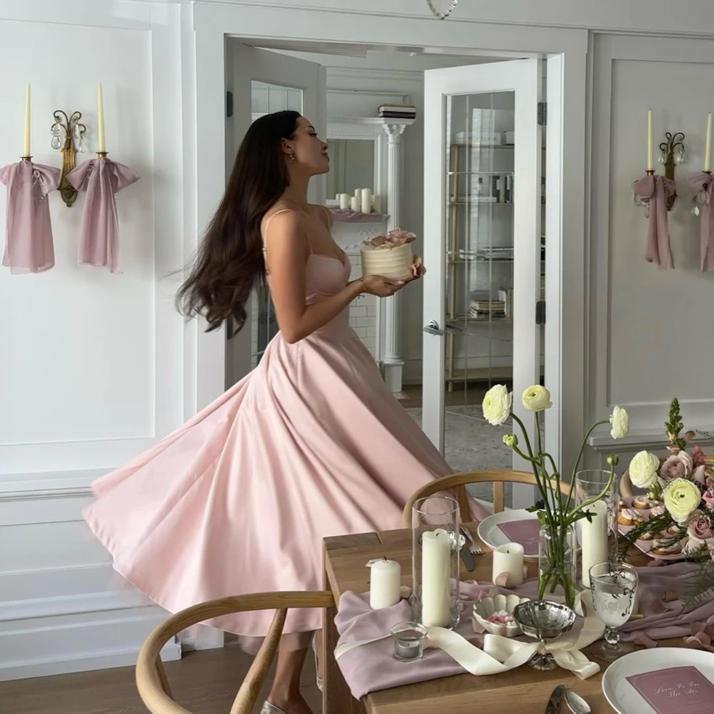 Vestido de verão rosa, novidades, alças finas, elegante, midi, vestido sexy, roupas femininas 