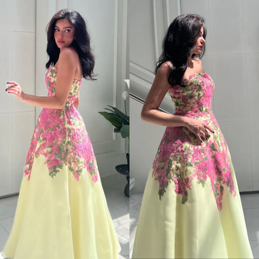 Vestido de baile requintado, sem alças, estilo Arábia Saudita, Quinceanera, com contas, lantejoulas/lantejoulas, comprimento até o tornozelo, cetim, noite