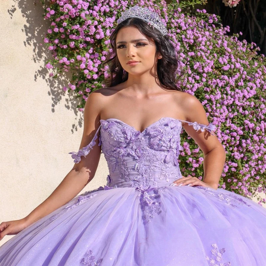 Vestido de quinceanera lavanda, coração, laço 3D, borboleta, renda, vestido de baile com capa de cristal, vestidos de 15 anos