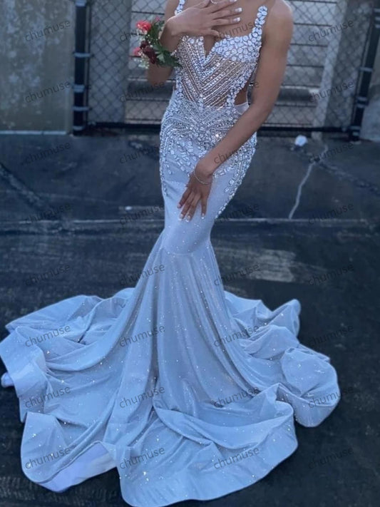 O-neck Evening Dresses Graceful Trumpet Bridal Gown Vintage Floor-length Bride Dresses