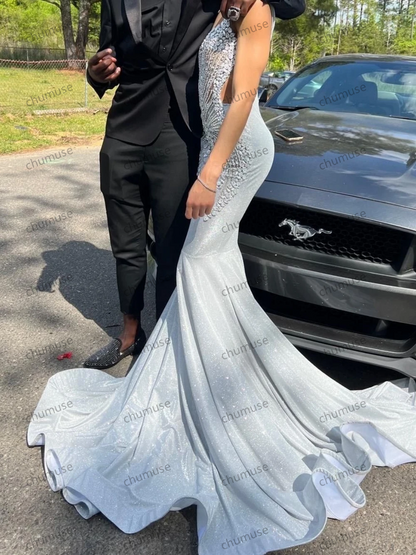 فساتين سهرة برقبة دائرية، فستان زفاف أنيق على شكل بوق، فساتين زفاف عتيقة بطول الأرض 