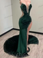 Vestidos de fiesta afroamericanos con abertura, sirena, tirantes finos, terciopelo, cuentas, para niña negra, Nigeria, Arabia Saudita, vestido de noche personalizado