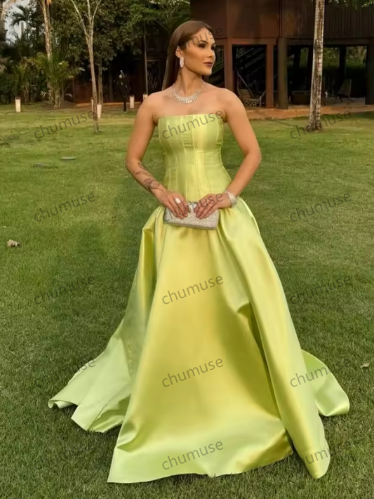 A Line Princess Prom Dresses Sexy Off Shoulder Satin Evening Formal Dresses Ball Gowns