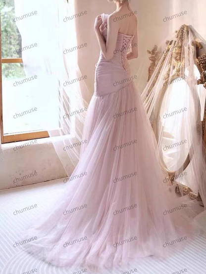 Pink Sequin Lace Formal Long Dress,Sweep Train Prom Dress,Party Dress,Evening Gowns,Bridesmaid Dress,Wedding Dress,Mermaid Dress