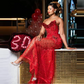 Impresionantes vestidos de fiesta rojos con borlas y cuentas, vestidos africanos con lentejuelas, vestidos formales para bodas y fiestas de San Valentín.