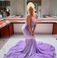 Elegant Lilac Prom Dresses 2025 Black Girls Rhinestone Velvet Mermaid Party Dress Long Light Purple Evening Gowns Customized