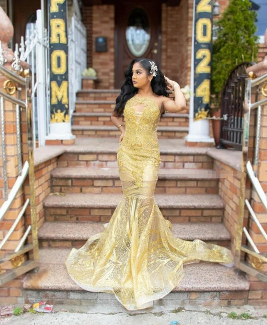 Vestido de fiesta de sirena sexy transparente con apliques de cuentas de cristal de lujo para niñas, vestidos de fiesta de cumpleaños, vestidos de noche