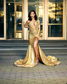 Vestidos de fiesta de sirena dorados brillantes para chicas negras, un hombro, cuentas de cristal, lentejuelas, borlas, vestido de cumpleaños personalizado